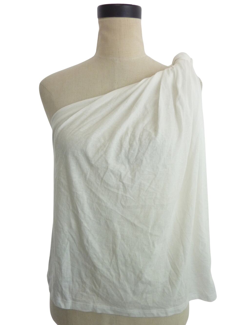 NWT Reformation Womens S White Harvey Knit Top One Shoulder Asymmetric